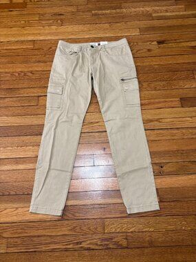 So Brand Womens Quilted Skinny Cargo Pants Juniors Sz 13 33x30 Beige Stretch NWT